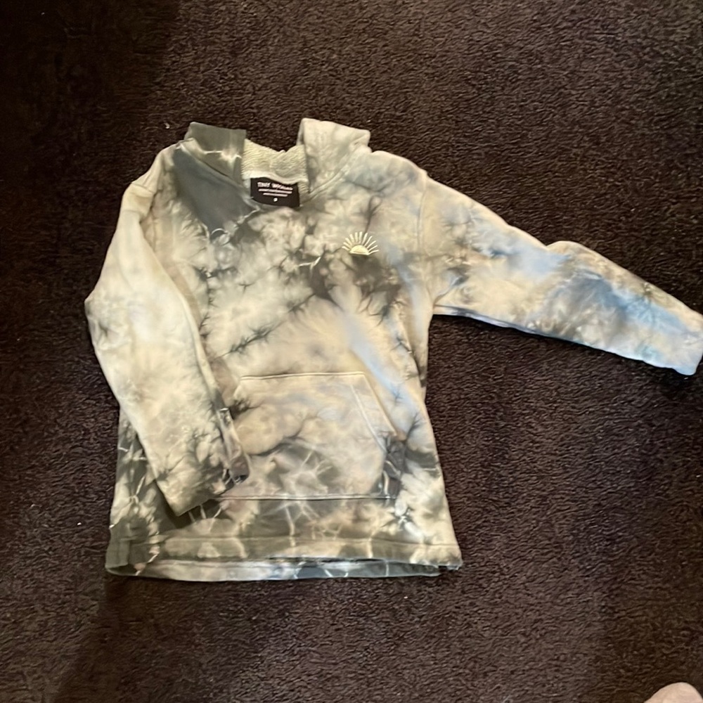 Tiny Whales green tie dye hooded sweatshirt